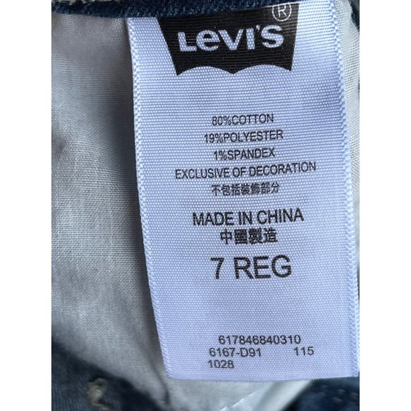 Levi Girl Size 7 Shortall Medium Wash - Picture 7 of 7